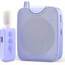 SHIDU 35W Power Voice Amplifier with Bluetooth Wireless Lavalier Microphone, Portable Teacher Mic with Speaker Personal Clip On Microphone System for Teacher Meeting Training-M500 (Purple)