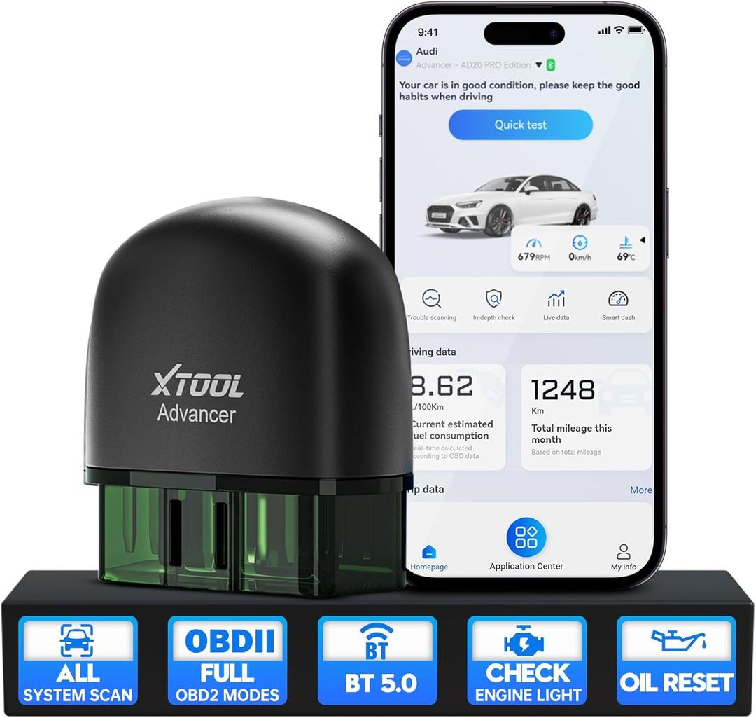 XTOOL AD20 Pro OBD2 Scanner for Car 2025 Wireless Code Reader for iPhone & Android, All System Diagnostic Tool for Check Engine, ABS, SRS, Oil Reset, Voltage, Performance Test, No Subscription Fee