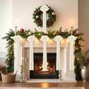 4 Pcs Large Velvet Bows for Christmas Tree 35.5 x 11.8 Inches Rustic Velvet Ribbon Bow Christmas Swag Wreath Staircase Bows Vintage Raw Edges Tree Topper for Indoor Outdoor Decor(Beige)