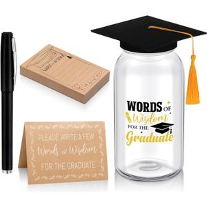 Newtay 55 Pcs Large Words of Wisdom Graduation Glass Jar Graduation Wishes & Advice Cards and Sign Guest Book for Graduate Decoration Best Wishes Grad Party Supplies(Funny)