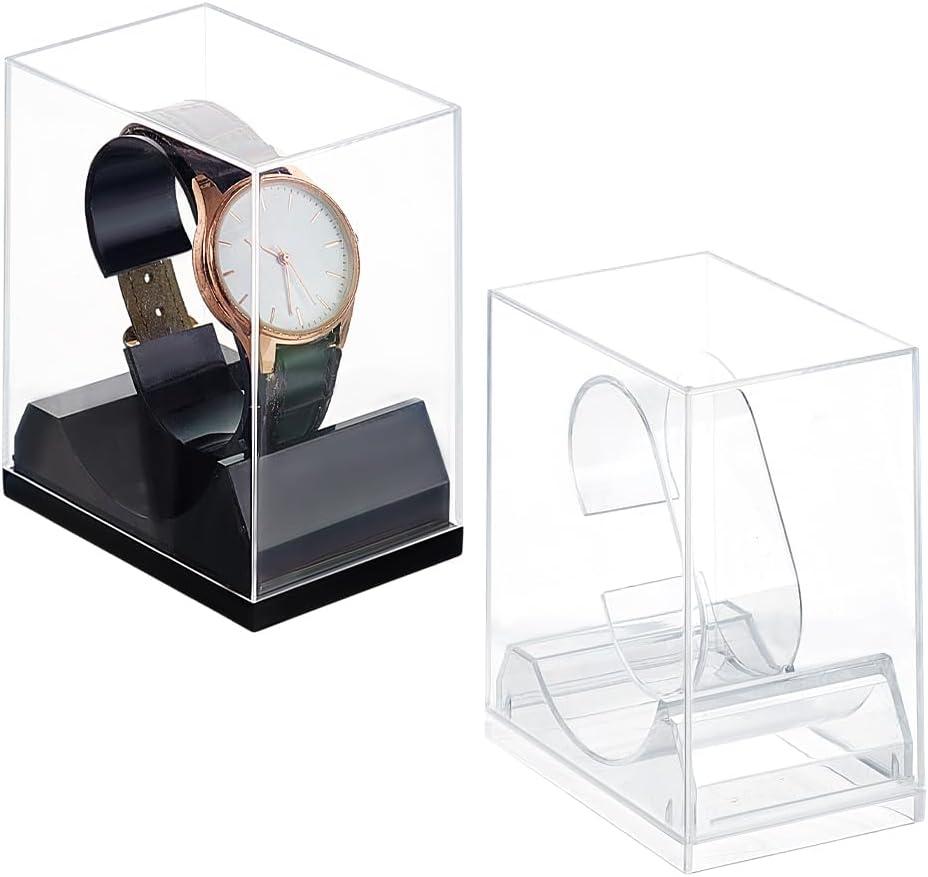 PH PandaHall 2 Colors Watch Display Stand Boxes, Single Watch Holder Acrylic Bracelet Display Rack Watch Case Jewelry Holder Stand Watch Organizer Watch Storage Stand for Men Women Watch Display