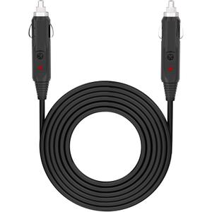 Heavy-Duty 12V 6.5ft 18AWG Male to Male Plug Cigarette Lighter Charger Cord with LED and 20A Fuse Protection for use as a Charging Cord, Solar Charger to Power Pack Cord, and car refrigerators etc