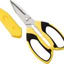 Utility Scissors Heavy Duty: 8-Inch sharp Scissors All Purpose heavy duty, Serrated Blades Cut Carpet, Cardboard, Wire, Leather, Fabric, Multipurpose Shears for Kitchen, Garden, Office, Craft (Yellow)
