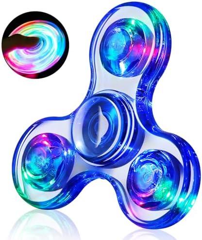 Gigilli Fidget Spinner for Kids Adults, Light up Sensory Fidget Toys for Kids 4-8-12, Classroom Prizes LED Glow in The Dark Hand Spinner for ADHD Autism Boys Girls 3-5 Stocking Stuffers Birthday Gifts