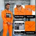 Prisoner Costume Men Orange Prisoner Jumpsuit for Halloween Costume Prison Inmate Outfit Jail Uniform (Orange)
