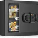 1.2 Cuft Small Fireproof Safe for Home Use, Home Safes with Digital Keypad, Spare Keys and Alarm System, Anti-Theft Safe Box for Home Business Office