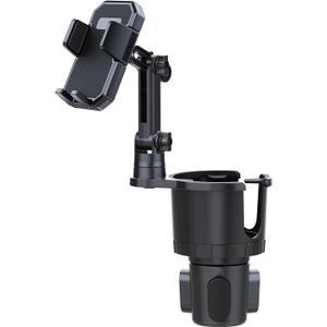 2 in 1 Cup Organizer Cup Holder Expander Cup Holder Adapter Multifunction Car Phone Holder Fit 5.4-7.2'' Phone Car Cup Phone Mount (Black)