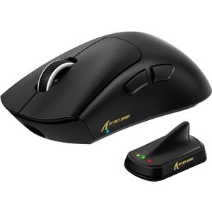MAMBASNAKE ATTACKSHARK V8 Wireless Ultralight Gaming Mouse with 8K Polling,42000 DPI,Nordic 54L15 MCU Chip,PixArt 3950 Max Sensor-Wired/BT/2.4Ghz,400Hrs Long Battery,Programmable for PC Mac FPS(Black)