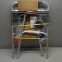 Drive Medical Two-Button Folding Walker w/ Wheels - Lightweight Rolling Mobility Support - Desk Arms - Adjustable Height - Dual Push-Button Operation - 5 Inch Front Wheels - Durable Aluminum - Silver