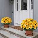 VIERENA 8 Bundles Artificial Dahlia Flowers for Outdoors Spring Summer Decor, No Fade Silk Flower Faux Dahlias Plant Arrangement for Home Garden Balcony FarmhouseYellow