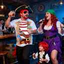 DANGCOS Pirate Shirt,Men's Graphic Tees for Costume Halloween,Cosplay,Pirate-Themed Parties (L)