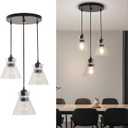 Industrial Hanging Pendant Lighting for Kitchen Island Black Brushed Glass 3-Light Linear Chandelier for Dinning Room Entryway Bedrooms Farmhouse