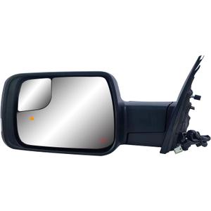Replacement Driver Left Side Door Mirror Power and Heated Glass with Signal Light and BLIS Puddle Light Manual Folding Textured Back Cover for RAM 1500 from 2019 to 2024