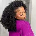 DSY Curly Half Wig Human Hair 3 In 1 Drawstring Seamless Flip Over Half Human Hair Wigs 280 Density Wear and Go Glueless Curly Wigs for Women Up Half Down Curly Wig Beginner Friendly 20 Inch (Natural Black)