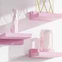 Small Floating Shelves Mini Shelves Hanging Display 5 Inch Wall Shelf for Bathroom Livingroom Bedroom,3 Pack, with 2 Types of Installation, Great for Room Decor (Pink)