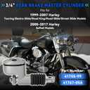 3/4" Rear Brake Master Cylinder Fit for 1999-2007 Harley Touring Electra Glide/Road King/Road Glide/Street Glide Models & 2000-2017 Harley Softail Models Replace# 41755-99 41767-05A
