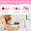 3Pcs Big Taba Strawberry Squishies, Cute Fruit Squeeze Stress Relief Toys, Upgrade Kawaii Sticky Fidget Toys, Party Favors & Birthday Gifts for Kids Ages 4-8, 8-12 Girls Boys