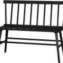 WISUCART Dining Bench for Kitchen & Dining Room Bamboo Wood Bench with Spindle Back & Armrests, Farmhouse Entryway Bench, Indoor Bedroom Bench, Versatile Entry Bench & Outdoor Bench SeatingBlack, 18.3 x 43.31 x 33.86 inches