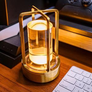 Klarako Crystal Lantern Lamp  Modern Cordless Rechargeable Bedside & Outdoor Light, Portable Wireless Lamp  Dimmable Touch Control  Luxury Living Room & Hotel-Style Lighting (Gold, 1-Pack)