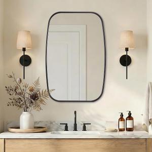 ANDY STAR Black Oval Mirrors for Bathroom, 28x36 Inch Oblong Bathroom Mirrors for Over Sink, Modern Metal Vanity Mirror, Non-Rusting SUS304 Metal Tube Frame, Wall-Mounted Vertically or Horizontally