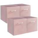 StorageWorks Pink Storage Cubes, 13x13 Storage Cube Bins with Handle, Cube Storage Organizer Bins for Shelves and Closet, Collapsible Storage Bins, 4-Pack