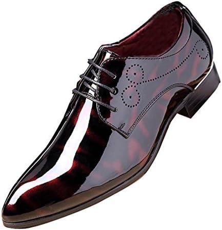 Men Fashion Dress Business Shoe Pointed Toe Floral Patent Leather Lace Up Oxford Black Brown Red Grey, 44