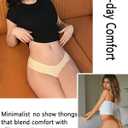 FINETOO Seamless Thongs for Women Sexy No Show Panties Invisible V-waisted Stretch Ladies Underwear 6 Pack