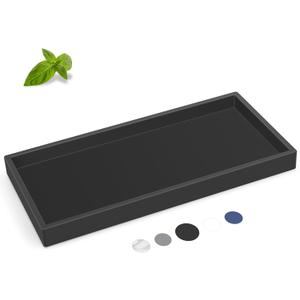 EG-SIPRO Silicone Bathroom Tray, Shatterproof, Black, Rectangular, 10.6 x 5.1 Inches