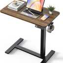 Overbed Bedside Table with Wheels, Electric Standing Desk Adjustable Height, Small Computer Desk for Home Office, Rolling Laptop Desk for Bed, Sofa, or Hospital Use (28"x16",Dark Walnut)