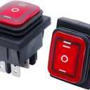 Twidec/2Pcs Waterproof 12V DC Rocker Switch Red LED Light Illuminated 16A 6 Pins 3 Position ON/Off/ON DPST Toggle Switch Boat Or Car KCD4-203N-R-W