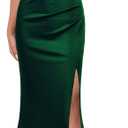 WOOSEA Women Sleeveless V Neck Split Evening Cocktail Long Dress (Large, Green)