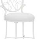 Hillsdale O'Malley Vanity Stool with Spiral Pattern Design, White, 34h X 16w X 19.25d