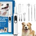 Dog Plaque and Tartar Remover Plaque Remover for Teeth with Led Light 5 Adjustable Modes Electric Toothbrush Teeth Cleaning Kit for Dog and Cat Pet Ultrasonic Tooth Cleaner (White)