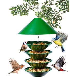Hatortempt Hanging Bird Feeder - for Chickadees, Goldfinches, Cardinals, Finches, & Sparrows - Durable Metal Squirrel Proof Bird Feeders for Outdoors Hanging - for Seeds, Fruit, Food, & Water