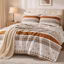 Boho Quilt Set Queen Size Lightweight Microfiber Bohemian Quilt Bedding Set, All Season Boho Bedspread Queen, Soft Boho Coverlet with Shams, Moroccan Patterned Bedding for Bedroom & Guest Room