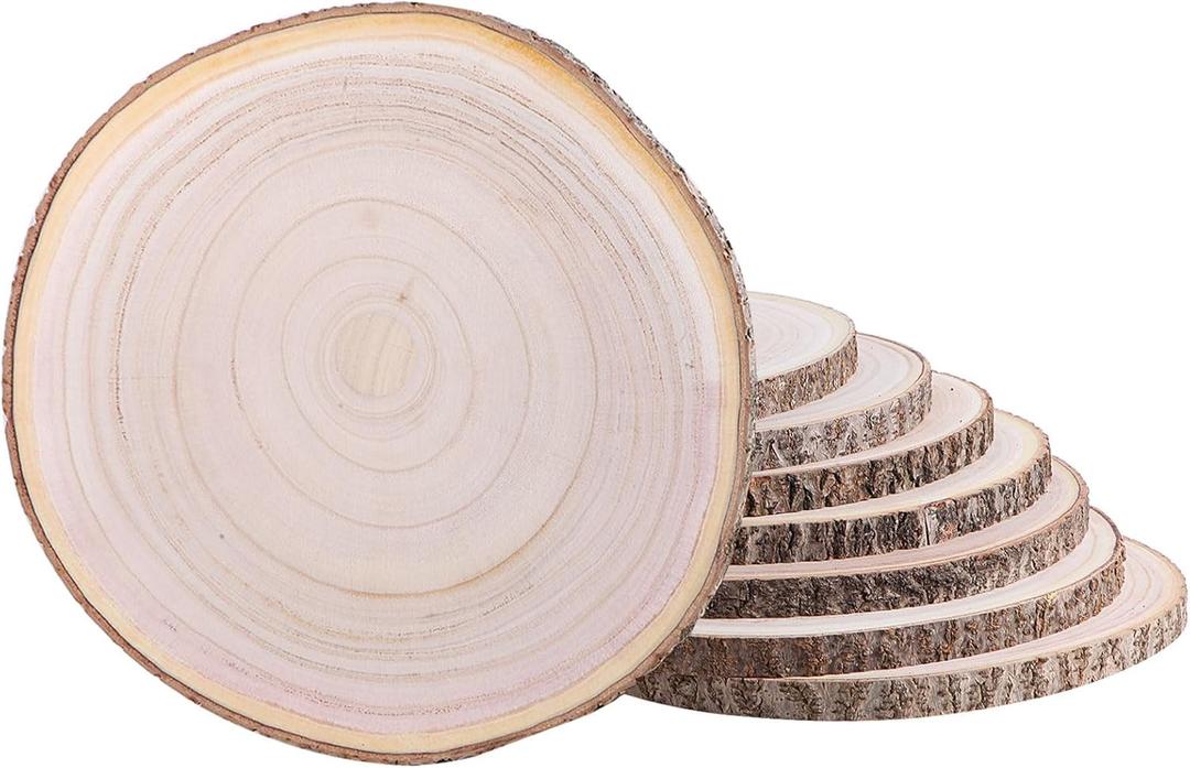Large Wood Slices 8 Pcs 12-14 Inches Wood Rounds Natural Wood Slices for Centerpieces/Crafts/Table Decor/Round Wooden Discs Large Unfinished Wood Centerpieces for Tables