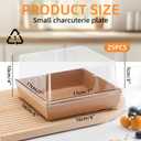 7 x 7 x 4 Inches Paper Charcuterie Boxes with Clear Lids, 25 Pack Large Clear Cake Boxes for 4-6 Inch Cake, Disposable Bakery Boxes Food Containers for Cupcakes,Pie,Cookies, Cocoa Bomb Brown