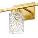 Emliviar 3-Light Brushed Gold Bathroom Vanity Light Fixture, 3 Bulb Wall Lamp Over Mirror 22 Inch, Clear Geometric Glass, HE294B-3W BG