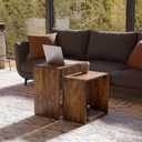 Relso Cascade Nesting Tables for Living Room with Premium Sheesham Wood Construction | Nesting End Tables with Smooth Curved Edges for Safety and Sophistication | Solid Wood Nesting Tables Set of 2, Large Nesting Set - 12" x 20" x 20"