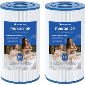 Future Way PWK30 Hot Tub Filters Replacement for Watkins 31489, Unicel C-6430, Filbur FC-3915, Pleatco PWK30 Hot Springs Spa Filters, 30 sq. ft, 2 Pack