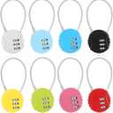 Moxweyeni 8 Pack Combination Wire Lock 3 Digit Small Combo Luggage Number Cable Padlock Outdoor Waterproof Resettable Lock for School Gym Locker Travel Backpack Suitcase Storage (Multi Color)