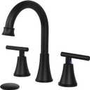 HOTIS Black Bathroom Faucet 3 Hole, 2 Handle 360° Swivel Matte Black 8 Inch Widespread Bathroom Sink Faucet, Lavatory Sink Faucet with Pop-up Drain and Supply Lines, HT-BF302