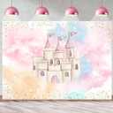 Sensfun Princess Castle Backdrop for Girl Fairy Tale Magical Castle Birthday Party Decorations Pastel Rainbow Clouds Wonderland Photography Background Princess Baby Shower Banner Photo Props 7x5ft