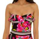 Trina Turk Women's Bougainvillea Ruffle Bandeau One Piece Swimsuit, Floral Print, Adjustable, Bathing Suits for Women (Pink) Size 12 