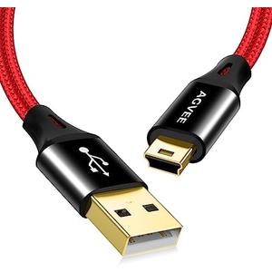 AGVEE 2 Pack 3.3ft Mini USB Cable, Braided Durable USB-A to Mini-B Charger Charging Cord for TI-84, Garmin GPS, Go-Pro Hero 4 3 2 HD, PS3 Controller, Canon Camera, Blue Yeti Microphone, Red