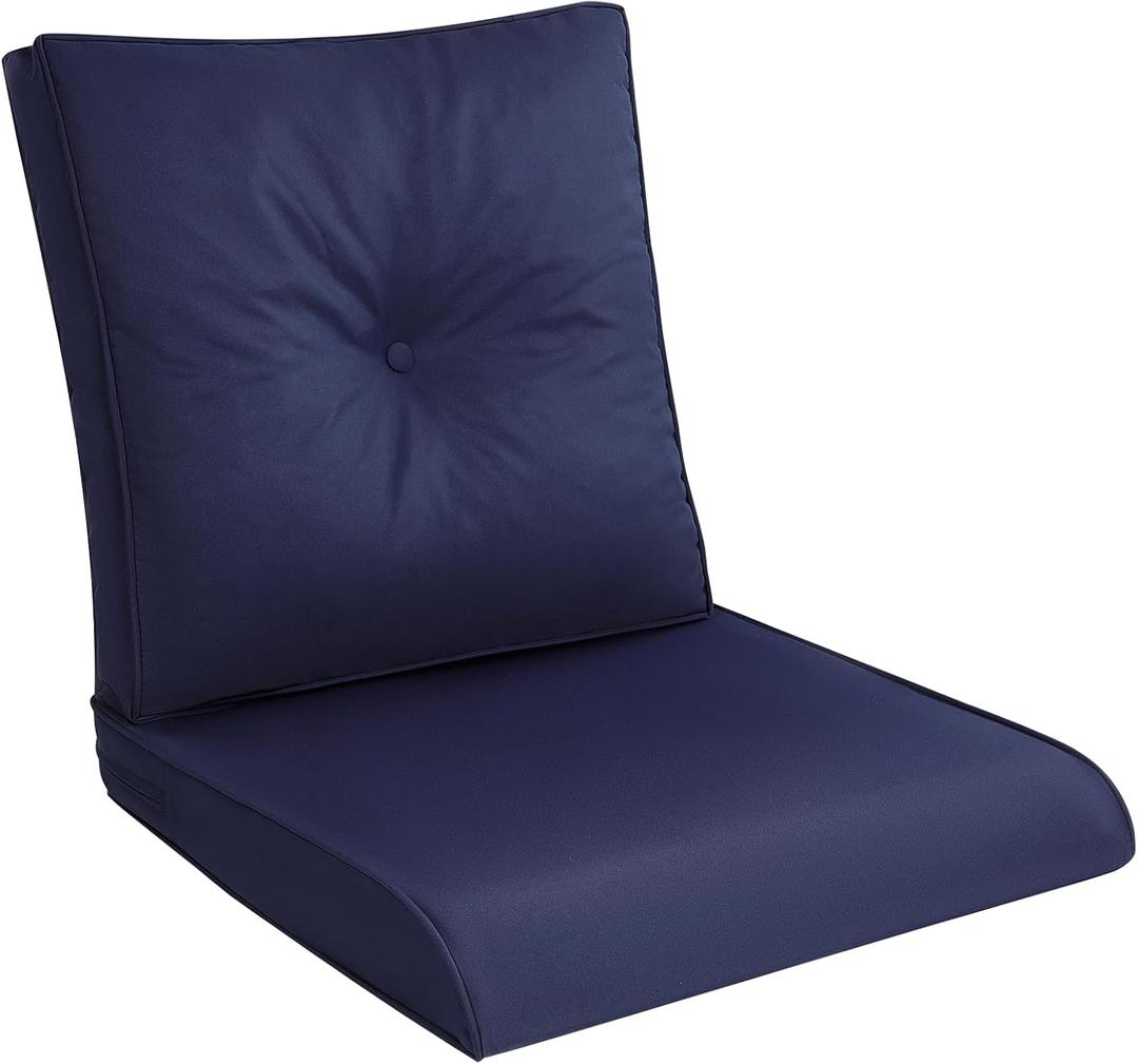 Pauwer Outdoor Chair Cushions Set, 22x24 Inch Waterproof Deep Seat Cushions for Outdoor Furniture, High Resilience Foam Patio Furniture Cushions with 22x22 Back Cushion for Chair Sofa Couch, Navy Blue
