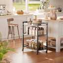 Bar Cart for the Home, Home Bar Serving Cart with Wheels and Storage Shelves, 3 Tier Rolling Liquor Beverage Cart for Kitchen Dining Living Room, Rustic Brown and Black, Large