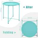 Garden 4 you End Table Set of 2, Outdoor Side Table, Small Patio Table Metal Side Table, Round Folding Side Table, for Outdoor and Living Room,Green