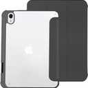 Hybrid Slim Case for iPad mini 7 (A17 Pro, 7th Generation) 2024 / iPad mini 6 (6th Gen) 8.3 Inch, [Built-in Pencil Holder] Shockproof Cover Clear Transparent Back Shell,Black