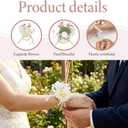 6 Pcs Wrist Corsage for Wedding, Rose Champagne Artificial Flower Wristlet for Bride Exquisite Ceremony Accessories for Party, Wedding, Anniversary